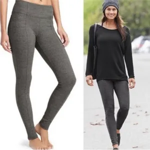 Athleta Herringbone Metro‎ High Rise Legging Size XL Pockets Black Tights 73371 thumbnail 2