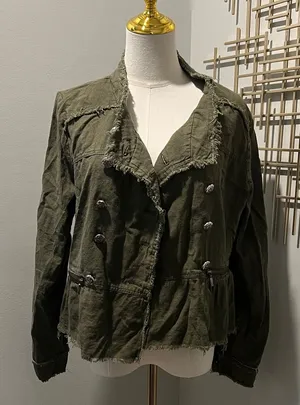 VENUS Dark Green Frayed Utility Jacket thumbnail 1