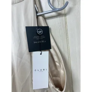 Club L London Adoria Champagne Satin High-Neck Maxi Dress Size 6 thumbnail 9