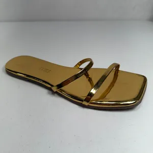 TKEES Size 9 Slide Sandals Gemma Gold Metallic Patent Leather Square Toe Flat thumbnail 8