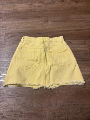 Yellow Denim Mini Skirt Size 0 thumbnail 2