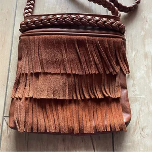 Faux Leather Fringe Cossbody Bag with‎ Braided Strap thumbnail 2