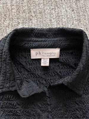 Philosophy Black Textured Button-Down Shirt thumbnail 2