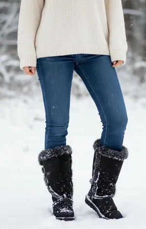Bearpaw Women Black Suede Faux Fur Trim Winter Boots Buckle‎ Detail Size 10 thumbnail 1