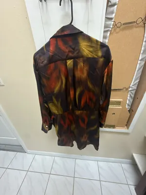 Gianni Bini Abstract Print Long Sleeve Shirt Dress Size 8 thumbnail 4