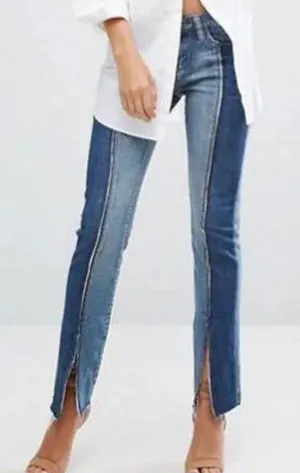 BLANK NYC two-tone split hem mid rise jeans thumbnail 1