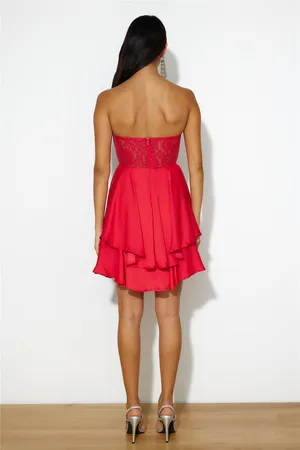 NWT Saints + Secrets Red Lace Corset Dress Medium thumbnail 2