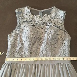 Women’s Blue Gray Chiffon & Lace Full Length Bridesmaid Formal Dress Size 12 NWT thumbnail 8