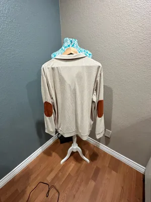 Men’s stylish unique corduroy XL collard pullover Tan thumbnail 9