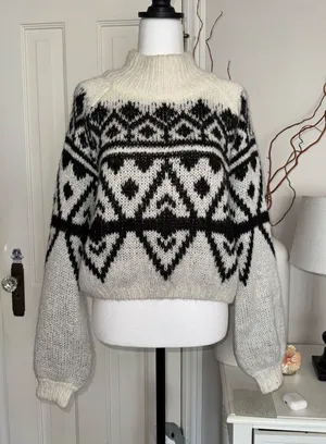 Hollister Fair Isle Mock-Neck Crop Knit Sweater thumbnail 1