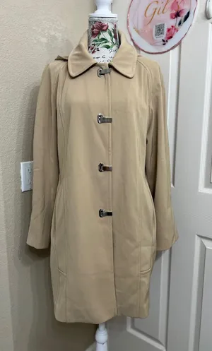 London Fog Beige Trench Coat with Metal Toggle Closures thumbnail 1