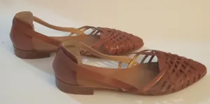 TopShop Woven Leather Slip Ons Huarache Sandal Pre owned dressy style Size 7.5 thumbnail 1