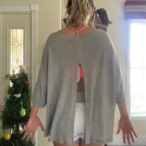 Free people grey waffle knit oversized top! thumbnail 7