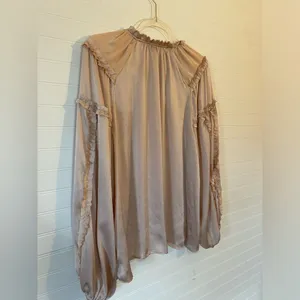 Chelsea & Violet Ruffle Boho Champagne Tan Blouse thumbnail 7