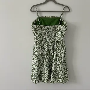 Abercrombie & Fitch Green White Linen Leaf Print Convertible Mini Dress L thumbnail 2