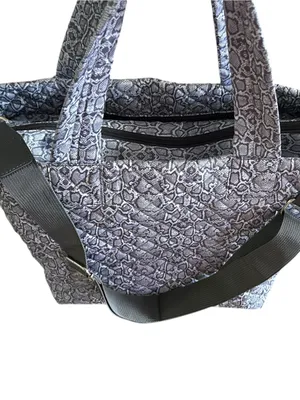 Simply Southern Gray Python Quilted Tote Duffle Travel Bag NWOT thumbnail 9