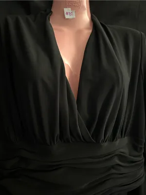 Jones New York Black V-Neck Draped Waist Women's Dress SZ 14 thumbnail 6