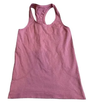Lululemon 6 Swiftly Tech Racerback Tank Top Rose‎ Pink Metallic Silver Stripe thumbnail 1