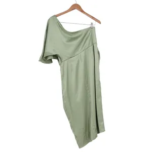 Cupshe Sage Green One Shoulder Satin Midi Dress Asymmetrical Cocktail Size L thumbnail 5