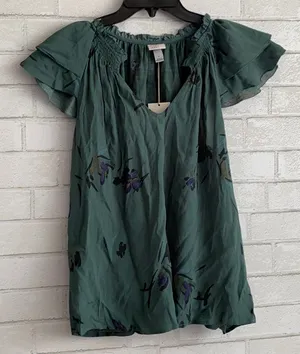 A New Day Ruffle Sleeve Teal Blouse thumbnail 1