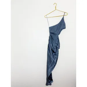 Astr The Label Martina Midi Dress Size Small Blue Satin Cut Out Draped Wedding thumbnail 14