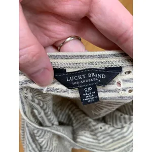 Lucky Brand Womens Grey White‎ Striped Floral Eyelet Long Sleeve Knit Top Small thumbnail 5
