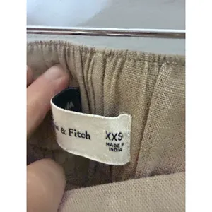 Abercrombie & Fitch Tan Linen Blend Pleated Wide Leg Pants XXS High Rise Khaki thumbnail 6