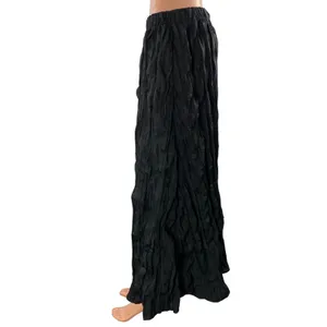 NEW Zara Women's Black Crinkled Textured Pleated Elastic Waist Maxi Skirts Sz S thumbnail 2