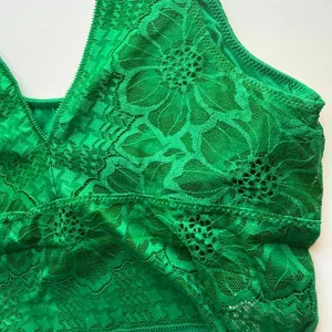 Aerie NWT Waffle Knit Lace V Back Longline Bralette Bra Green Size Medium M NEW thumbnail 10
