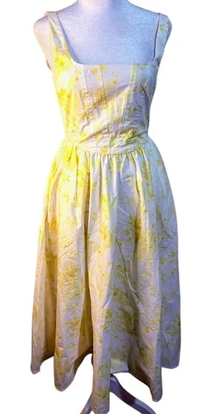 WAYF‎ Yellow White Floral Desi Corset Dress Size XS NWT thumbnail 1