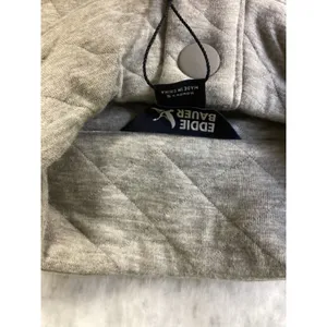 Eddie Bauer Womens Grey Quilted Pullover Snap Mock Neck‎ Sweatshirt EB006752 S thumbnail 4