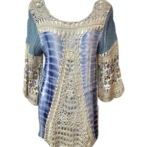 John‎ Mark Boho Crochet Butterfly Blouse Size Medium Top thumbnail 8