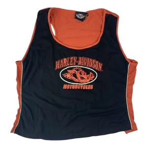 Harley Davidson women's 3x Black Orange Logo Tank hog biker ride mesh moto thumbnail 1