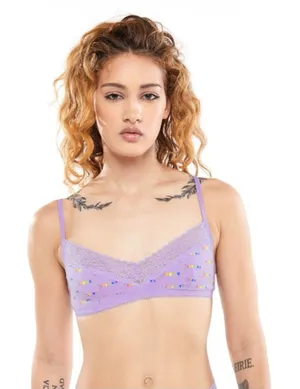 Savage x Fenty NWT Women Large Cotton Lace Trim Rainbow Logo Triangle Bralette thumbnail 1