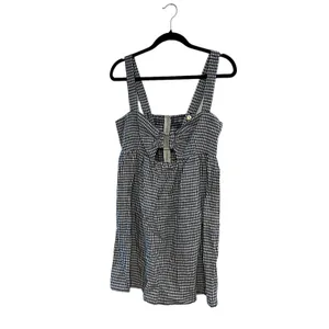 NEW Reformation Noel Gingham Linen Minidress Callah Check Navy White thumbnail 3