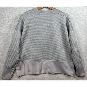 Nike‎ Dri Fit Gray Just Do It Sweatshirt Ribbed Texture Womens M Athleisure thumbnail 4