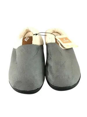 Fantiny Womens Clog Slippers Faux Suede Faux Sherpa Lined Gray Ivory 9-10 thumbnail 2