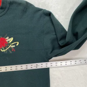 Top Stitch by Morning‎ Sun Sweatshirt Womens M Green Pullover Christmas Cardinal thumbnail 7