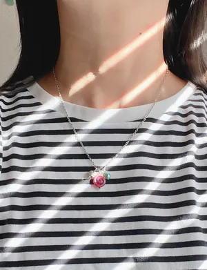 Handmade stainless steel chain & Czech glass mix boho funky necklace 🌀🩷 thumbnail 7