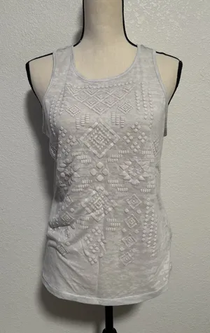 Forever 21 Geometric White Tank Top thumbnail 1