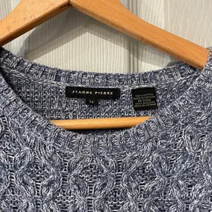 Jeanne Pierre Women's Medium Heathered Blue 100% Cotton Knit Crew Neck Sweater thumbnail 2