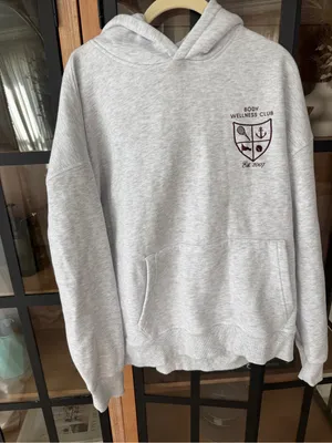 Cotton ON Plush Premium Graphic Hoodie cloudy grey marle heritage wellness club thumbnail 4