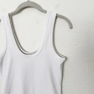 [Nuuds] White Ribbed Knit Scoop Neck Sleeveless Tank Bodysuit Top Size Medium M thumbnail 8