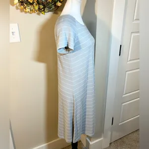 FREE FLY Womens Bamboo Dockside Sagebrush/White Stripe Tee Shirt Dress Sz S 💛 thumbnail 5