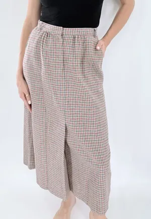 Vintage Plaid Midi High Waisted Front Pleat A-Line Skirt Size 12 thumbnail 1