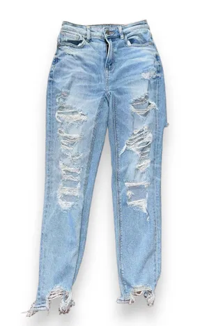 American Eagle Stretch Distressed Mom Jeans thumbnail 2
