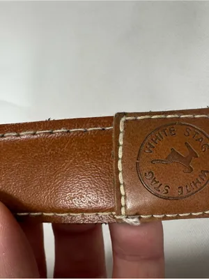 T536. Vintage White Stag Brown Leather Jute Rope Buckle Belt 70s Boho thumbnail 2
