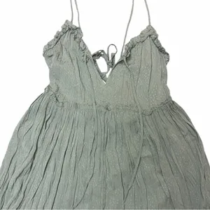 LOVESTITCH Sage Swiss Dot Ruffle Mini Dress Boho Coastal Vibe NWT Size Small thumbnail 7