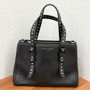 MARC JACOBS Mini T Tote Stud Black Pebbled Leather Crossbody Bag NO STRAP thumbnail 1