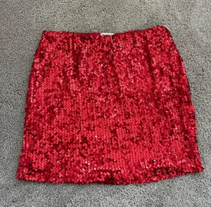 Red Sequin Skirt Size L thumbnail 1